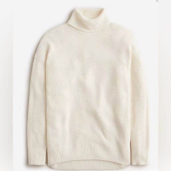 J. Crew Sweaters - J Crew New Cotton-cashmere ribbed turtleneck sweater Cream Size L Relaxed